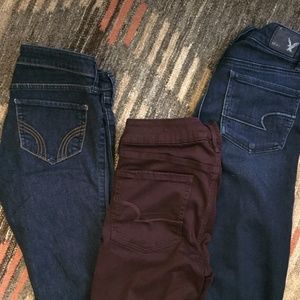 3 pairs of skinny jeans - Hollister + AE